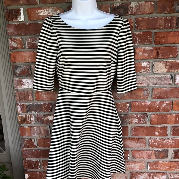 Pixley black/white striped fit & flare dress sz S - Picture 8 of 8
